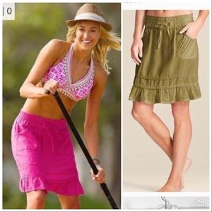 Athleta Linen Camo Army Green Ruffle Pencil Skirt